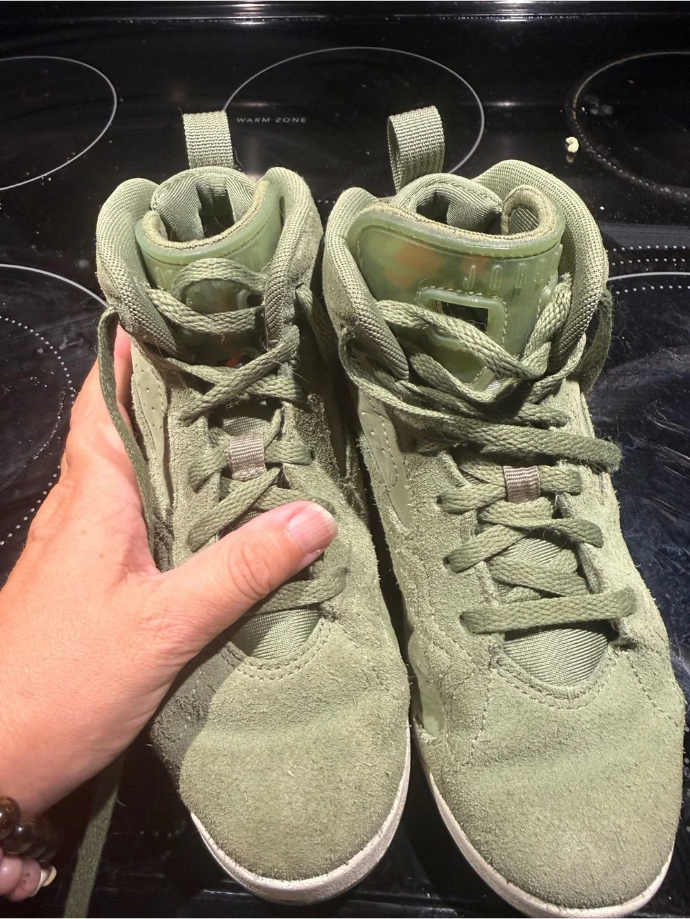 Jordan Kids Olive Green Suede High-Top Sneakers